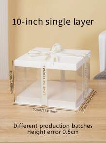 1pc White Lid Transparent Cake Box, Suitable For Cakes, Pastries, Chocolates, Cookies, Pies, Birthday Parties, Weddings, Valentines, Gift Packaging & Storage Box School Supplies Food Bag Food Box Suitable For Candy Chocolate Cookies Etc.