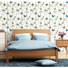 1 Roll Of Detachable Self-Adhesive Wallpaper With Floral Branches And Butterfly Design, Straight Line Splicing, Waterproof And Moisture-Proof, Suitable For Removable Wallpaper In Living Rooms, Bedrooms, Wardrobes, Home Wall Renovation And Decoration, Easy To Tear Off Stickers, Quick Installation Gifts Birthday Graduation Room Decor Home Decor Wall Decor Bathroom Decor Bedroom Decor Room Decoration Stuff Living Room Decor House Decor Home Decor Living Room Wall Paper Wall Stickers Wall Sticker