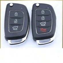 1 pieza Carcasa de repuesto plegable para llavero aplicable para Modern 2015-2017 Sonata, 2013-2015 Santa Fe, Tuscon Llave de entrada sin llave - Ranura central de 4 teclas en blanco - Ver 1