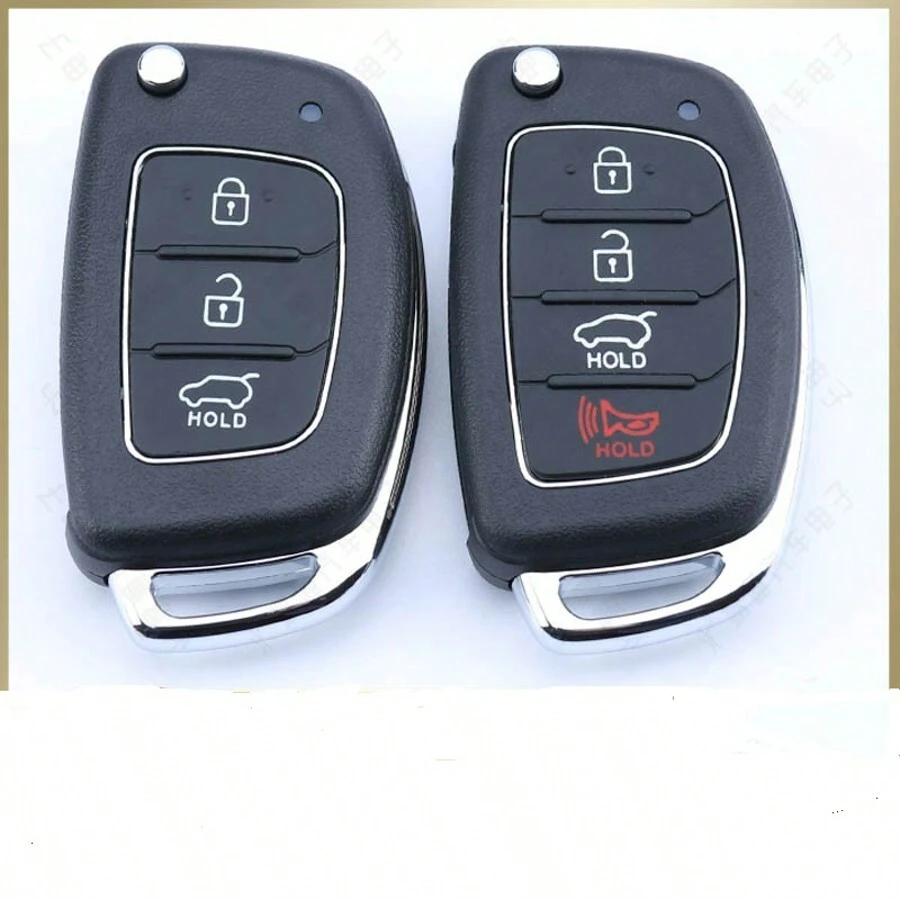 1 pieza Carcasa de repuesto plegable para llavero aplicable para Modern 2015-2017 Sonata, 2013-2015 Santa Fe, Tuscon Llave de entrada sin llave - Ranura central de 4 teclas en blanco - Ver 1