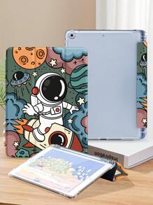 宇航员图案平板电脑保护壳，兼容 iPad 9.7/10.2/10.5/10.9/12.9/Pro 11、第 10 代，兼容三星 Galaxy Tab S6 Lite 10.4 英寸，兼容 Tab，柔软防摔保护，智能支架/自动唤醒/睡眠 - 彩色 - 查看 3