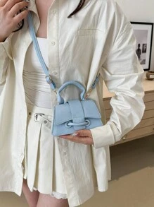 2025新款女士PU小众斜挎包、单肩手提包、高端斜挎包；2025新款夏季Y2K风格小众迷你链条包 - 藍色 - 查看 6