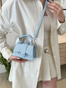 2025新款女士PU小众斜挎包、单肩手提包、高端斜挎包；2025新款夏季Y2K风格小众迷你链条包 - 藍色 - 查看 2