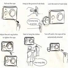 1 件重型伸缩晾衣绳 - 200.79 英寸不锈钢，室内/室外隐形晾衣绳，适用于毛巾和毯子，非常适合出租房和阳台、春季、简约、夏季上衣 - 彩色 - 查看 4