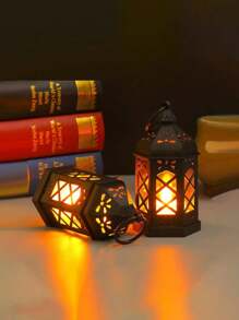 1/2/4 pièces Lanterne hexagonale portative de Ramadan (pile incluse), porte-bougie LED de style européen rétro simulé, imitant les effets de la lumière de bougie réelle, décoration de fête, décoration extérieure, décoration de jardin, convient pour les festivals quotidiens, Halloween, Noël, Action de grâce - Idéal pour les jardins, à l'intérieur, les chambres à coucher, les tables et l'extérieur
