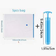 6 Stücke transparente verstärkte Vakuum-Kompressionsbeutel mit Vakuumpumpen Handpumpe - Transparent - Übersicht 8