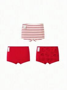 Balabala Young Boys' Boxer Shorts, Red New Year (3 Packs) - Red - View 2