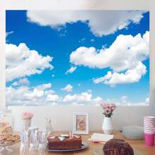 1 pieza Fondo de cielo azul y nubes blancas para boda, fiesta de cumpleaños, de 210 x 150 cm / 150 x 100 cm / 100 x 75 cm, fondo fotográfico de cielo azul y nubes blancas para bautizo, boda, fiesta, decoración de fiestas, accesorios de estudio fotográfico - Multicolor - Ver 2