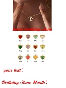 Collares personalizados con nombre y piedra natal - Joyería de acero inoxidable personalizada para mujer, regalo romántico de aniversario con piedra de nacimiento personalizable - Letra + piedra de nacimiento - Ver 8