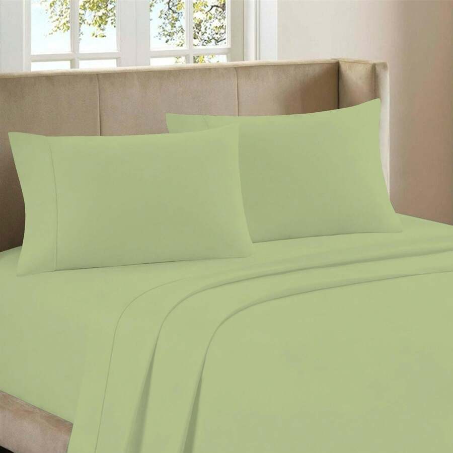 Luxurious Ultra Soft 4-Piece Bamboo Fiber Bed Sheet Set With Deep Pockets - Full Size - Sage - View 1