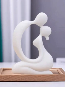 1pc Resin Couple Decorative Ornament, Love Statue Kissing Couple Abstract Sculpture Statue, Ceramic Endless Love Ornament, Home Decoration Figurine, Valentines Gift White Valentine's Day Birthday