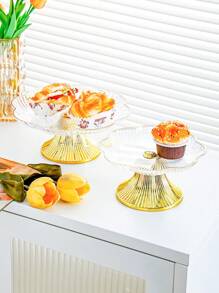1pc Gold Edge Tray, Snack & Jewelry Storage Box, Dessert Display Stand, Elegant Cake Stand, Living Room Home Decor - Mother's Day Party, Spring Graduation School Season Decoration