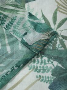 1pc Elegant Printed Breathable Desk Skirt, Simple Design - Green Leaf - View 7