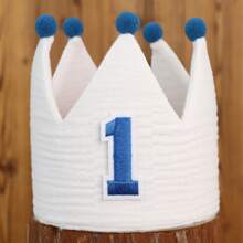 Handmade 1st Birthday Party Decorative Hats, Cute Birthday Crown Party Pom Pom Hats In Pink, Blue, White, Green, Macaron, Orange, Handmade