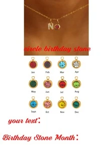 Collares personalizados con nombre y piedra natal - Joyería de acero inoxidable personalizada para mujer, regalo romántico de aniversario con piedra de nacimiento personalizable - Letra + piedra de nacimiento - Ver 7