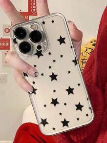 黑色星形图案时尚透明打孔高透星形图案彩绘防摔手机壳，兼容 16 Pro Max、 16、 16 Pro、 15 Pro Max、 14 Pro Max、 13、 12、 XR、 7/8、 XS、 11、 15、A03s、A03 Core、A04、A12、A13、A14、A21s、A22、A23、A24、A32、A33、A34、A51、A52、A53、A54、A71、A72、A73、S20 等机型。 FE、S21、S22，兼容红米系列，防水防震防刮，国际版，非国内版，生日快乐 - 彩色 - 查看 5
