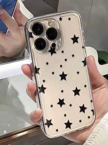 黑色星形图案时尚透明打孔高透星形图案彩绘防摔手机壳，兼容 16 Pro Max、 16、 16 Pro、 15 Pro Max、 14 Pro Max、 13、 12、 XR、 7/8、 XS、 11、 15、A03s、A03 Core、A04、A12、A13、A14、A21s、A22、A23、A24、A32、A33、A34、A51、A52、A53、A54、A71、A72、A73、S20 等机型。 FE、S21、S22，兼容红米系列，防水防震防刮，国际版，非国内版，生日快乐 - 彩色 - 查看 3
