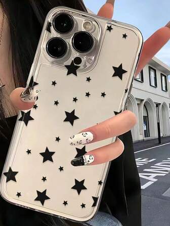 Funda de teléfono transparente y perforada con patrón de estrella pintado, de alta transparencia, a prueba de caídas, compatible con iPhone 16 Pro Max, iPhone 16, iPhone 16 Pro, iPhone 15 Pro Max, iPhone 14 Pro Max, iPhone 13, iPhone 12, iPhone XR, iPhone 7/8, iPhone XS, iPhone 11, iPhone 15, A03s, A03 Core, A04, A12, A13, A14, A21s, A22, A23, A24, A32, A33, A34, A51, A52, A53, A54, A71, A72, A73, S20 FE, S21, S22, serie Redmi, resistente al agua, a los golpes y a los arañazos