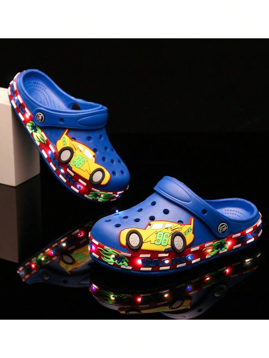 Sandalias chanclas luz LED de verano niño comodos para deporte y playa diseño coche - azul real - Ver 1