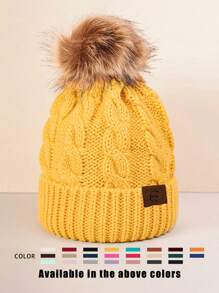 1pc Knitted Hat With Embroidery Graphic And Pom Pom, Unisex Y2K Style, Outdoor Warm Casual Beanie Hat For Commuting In Winter - Knitted Hat - View 23