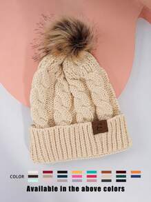 1pc Knitted Hat With Embroidery Graphic And Pom Pom, Unisex Y2K Style, Outdoor Warm Casual Beanie Hat For Commuting In Winter - Knitted Hat - View 29