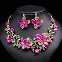 1 Bộ trang sức gồm 3 món, thiết kế hoa thanh lịch sang trọng, thích hợp cho cô dâu dự tiệc cưới - bộ trang sức - Xem 10