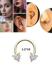 1 pieza Piercing de septum de acero inoxidable de 16G con diseño de estrella, corazón y mariposa, anillo de septum de 10mm como regalo de San Valentín o cumpleaños para mujeres y hombres
