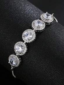1 Piece Fashion Round Cubic Zirconia Adjustable Bracelet For Women Bangles Jewelry Gift
