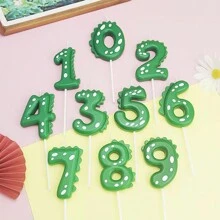 10 件/1 件绿色卡通恐龙数字 0-9 蛋糕装饰蜡烛，适用于生日周年纪念派对恐龙主题蛋糕装饰用品 - 彩色 - 查看 1