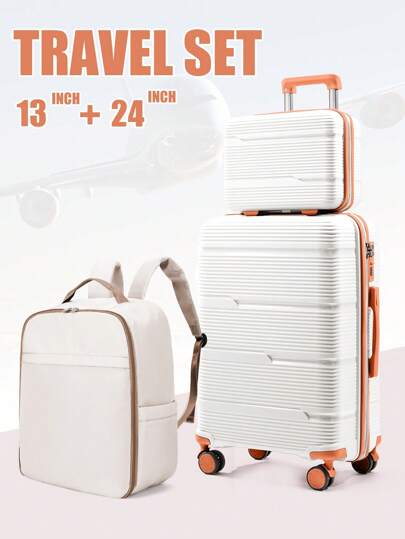 Luggage Sets With Travel Backpack And Make Up Bag Expandable Suitcase With Spinner Wheels, Basics Suitcase, Luggage With Spinner Wheels, Scratch-Resistant Surface, Carry-On 24-Inch Travel Suitcase Suitcases Suit Case Travel Luggage Carry On Suitcase Carry On Hand Luggage Suitcase Set Luggage Bag Bag For School School Accessories School Stuff
