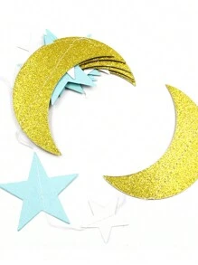 1pc 2M Star & Moon Paper Garland, Ramadan Moon & Star Hanging Decorations - Multicolor - View 10