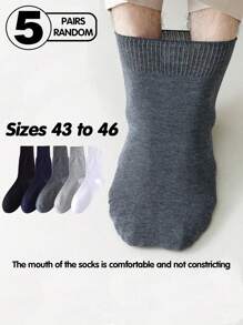 5pairs/Set Plus Size Men's Thin Mid-Calf Socks For Spring And Summer, Moisture-Wicking, Breathable, Classic Colors, Suitable For Business And Daily Wear, Fall
