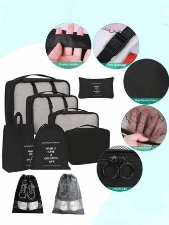 10pcs/7pcs Portable Travel Organizer Bag Set - Includes Underwear Organizer Bag, Suitcase Storage Bag, Lingerie Bra Bag, Sock Separator, Luggage Packing Cubes, Storage Boxes