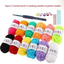 12/24/38 Stück gemischte Farben Häkelgarn-Set, beinhaltet 3,5 MM Häkelnadel und 5 Maschenmarkierer und 6 Nähnadeln, geeignet für DIY Handwerk, Nähen, Stricken und Häkeln (zufällige Farbe, zufällige Verpackung)
