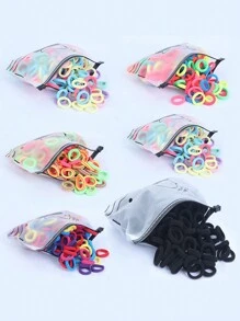 100 piezas Lazos de cabello de nailon de colores, Coleteros elásticos, Adecuados para todas las estaciones
