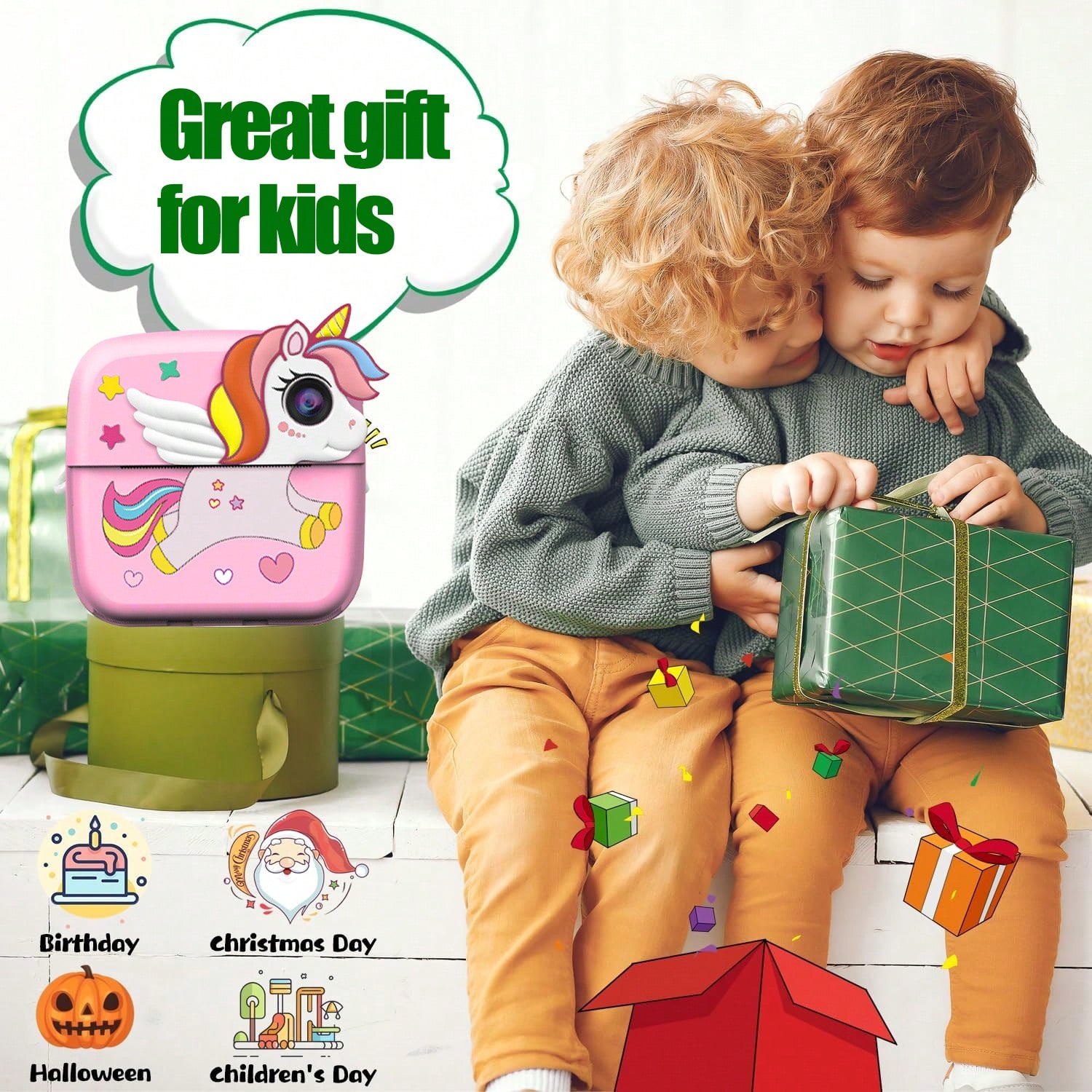 Kinder Kamera zum sofortigen Ausdrucken von Fotos, Weihnachts- oder