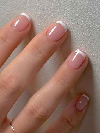 24pcs Medium Square Nail Stickers To Instantly Upgrade Your Manicure! This Everyday Elegant Cream French Fake Nails Set Features A Classic Porcelain White With Fine Edge French Manicure Design, Full Coverage For Women And Girls. The Set Includes 1 Sheet Of Adhesive Stickers And 1 Mini Nail File, Shipped Randomly.