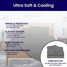 Luxurious Super Soft 4-Piece Bamboo Sheet Sets - Multiple Colors & Sizes Available - 淺灰色 - 查看 7