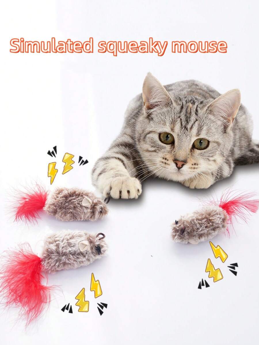 1 Simulated Mouse Plush Toy, No Need To Charge Cat Self-Pleasure Artifact Cat Toy, Cat Funny Toy, Toy That Simulates Cat Hunting, Cat Sound Toy - Multicolor - View 1