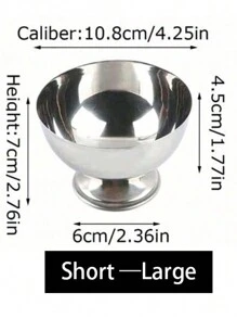 1 pieza/2 piezas Tazas de acero inoxidable para helado, postre, tazón de ensalada de frutas, tazón de frutos secos, taza de café