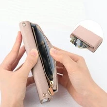1 个计划器类型手机壳，女士单肩斜挎包，带大容量卡槽，优质 PU 皮革，可调节长肩带，时尚优雅，带钱包的薄肩手机壳，全面保护，可水平放置，方便，多功能，耐用，腕带，防摔，防水，防震，防指纹