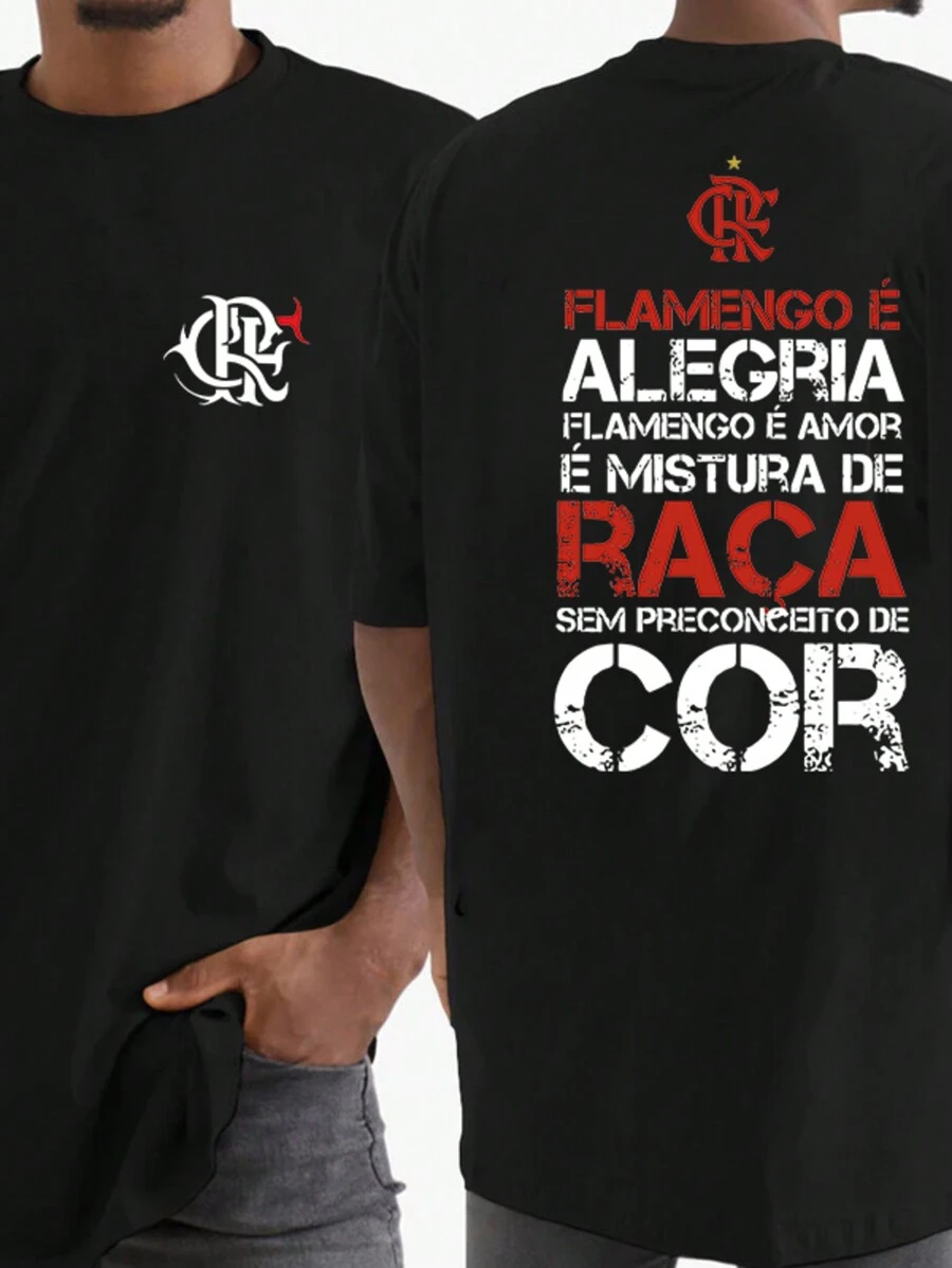 Flamengo Black Awareness Shirt Mengao Rubro  Football Team 100% Cotton - 黑色 - 查看 1