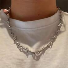 1pc Niche Retro Thorn Necklace, Thorn Clavicle Chain National Fashion Pants Chain, Hip-Hop Street Cool Punk Necklace For Men And Women