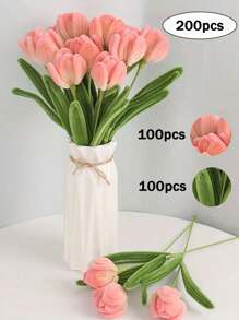 426pcs/Set Macaron Color Twist Sticks,Tulip Craft Kit With DIY Bouquet Tools - Includes Light Pink & Army Green Pipe Cleaners, Dark Green Tape, And Glue Sticks, DIY Accessories Creative Hand Tools, Craft Supplies Decoration - Perfect For Beginners, Ideal Gift For Holidays,Valentine's Day Gift