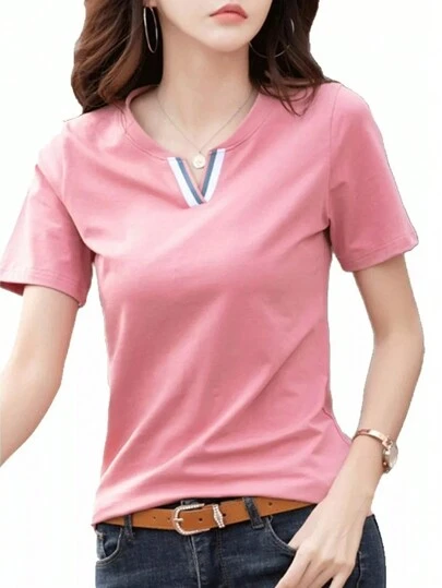 Camiseta Casual de Manga Corta para Mujer con Cuello En V, Playeras Mujer, Playeras Básica, Camiseta Deportiva, Camiseta Transpirable, blusa dama casual, Blusa Top, blusas elegantes