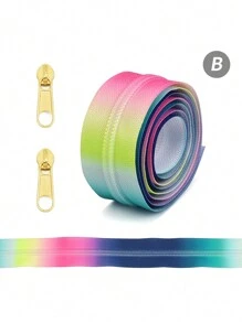 5# Nylon Gradient Zipper, (39.37inch) 1 Meter Zipper With 2 Zipper Heads, 10 Dopamine Gradient Colors, Light Gold Or Silver Zipper Pulls, Suitable For Garments, Bags, Textiles, And DIY Craft Products - Multicolor - View 15
