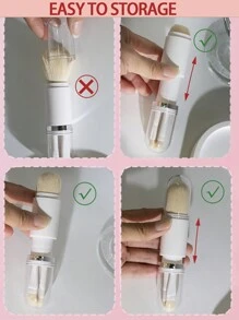1支莲花白四合一伸缩化妆刷 - 腮红/粉底/眼影刷，多功能便携，旅行友好，化妆刷套装，化妆刷套装，化妆刷套装，全套化妆刷，化妆刷套装，全套化妆工具，化妆刷套装，化妆刷套装，化妆礼盒套装 - 白色 - 查看 6