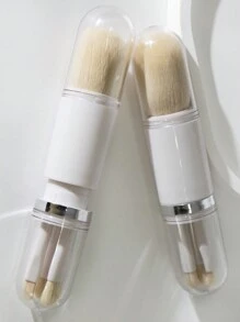 1支莲花白四合一伸缩化妆刷 - 腮红/粉底/眼影刷，多功能便携，旅行友好，化妆刷套装，化妆刷套装，化妆刷套装，全套化妆刷，化妆刷套装，全套化妆工具，化妆刷套装，化妆刷套装，化妆礼盒套装 - 白色 - 查看 2