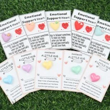 10 Stück bunte Harz-Herzgrußkarten mit emotionaler Unterstützung - süßes Liebesgeständnis Geschenk, mit kleiner Tasche zum Halten eines Geschenks als perfektes Valentinstags-Geschenk, witzig, Grußkarte, Valentinstag, Hochzeit