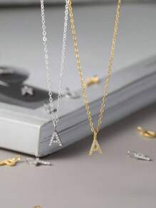 GAGAFEEL 1 Simple Elegant S925 Sterling Silver Full Zirconia 26 Letter Pendant Necklace For Couples DIY Abbreviation Of Name Necklace For Valentine's Day Gift Valentines